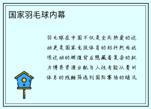 国家羽毛球内幕